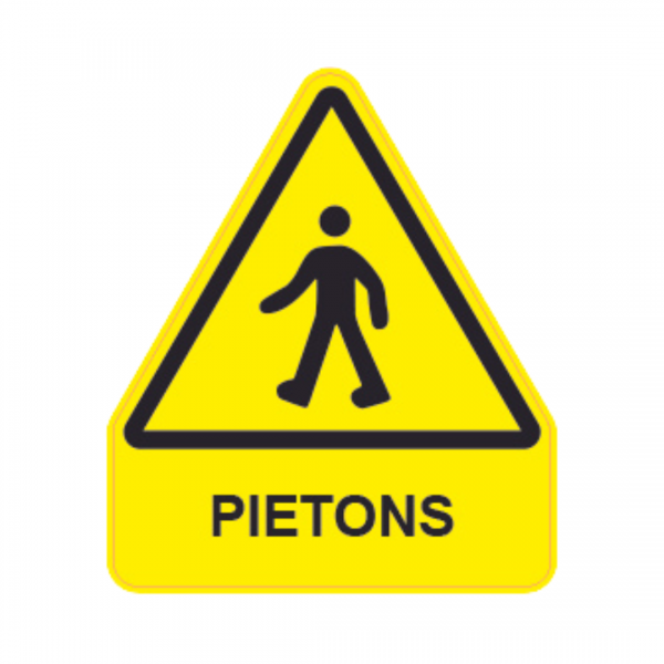 Panneau Triangle Sticker Danger Texte "Piétons" TRI-STI168-TX